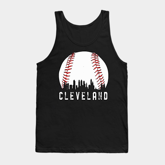 Vintage Cleveland Ohio Downtown Skyline Baseball Tank Top by justiceberate